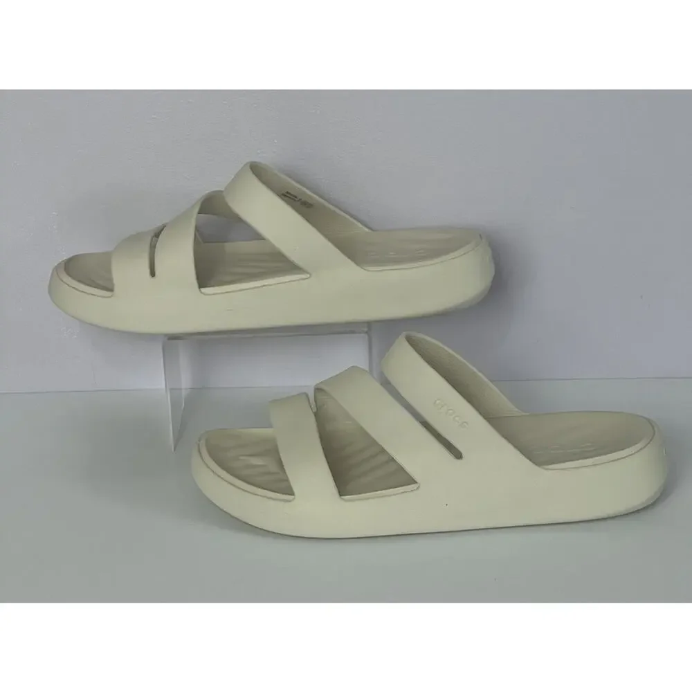 Crocs Getaway Strappy Slide Sandals Womens Size 9 Stucco Comfort Casual